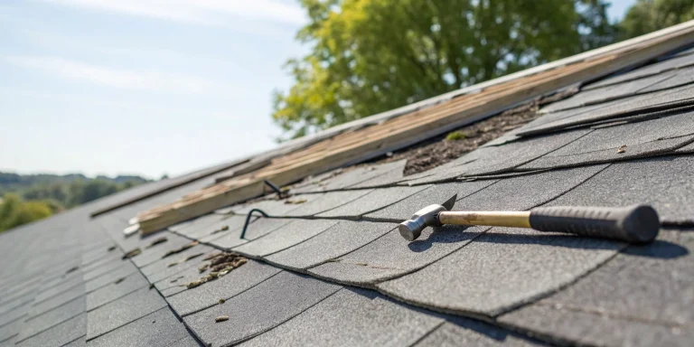 Repairing damaged shingles, one of the 5 most common roofing problems.