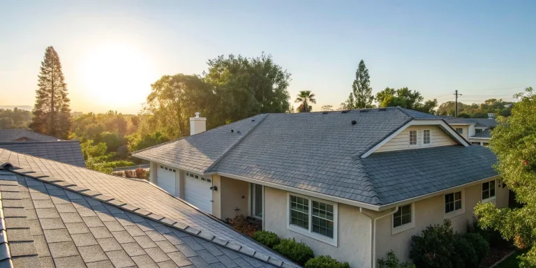 Asphalt shingle roof installation on a residential home in San Diego.