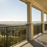 Certified inspector in Irvine conducting a balcony compliance inspection with a checklist.