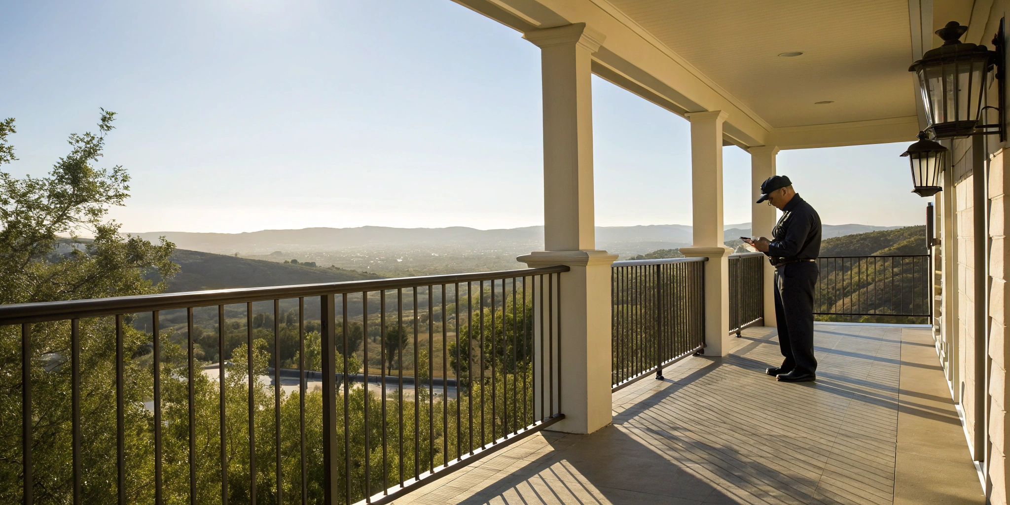 Certified inspector in Irvine conducting a balcony compliance inspection with a checklist.