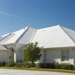 A modern home's new roof, a key part of how much a full roof replacement costs.