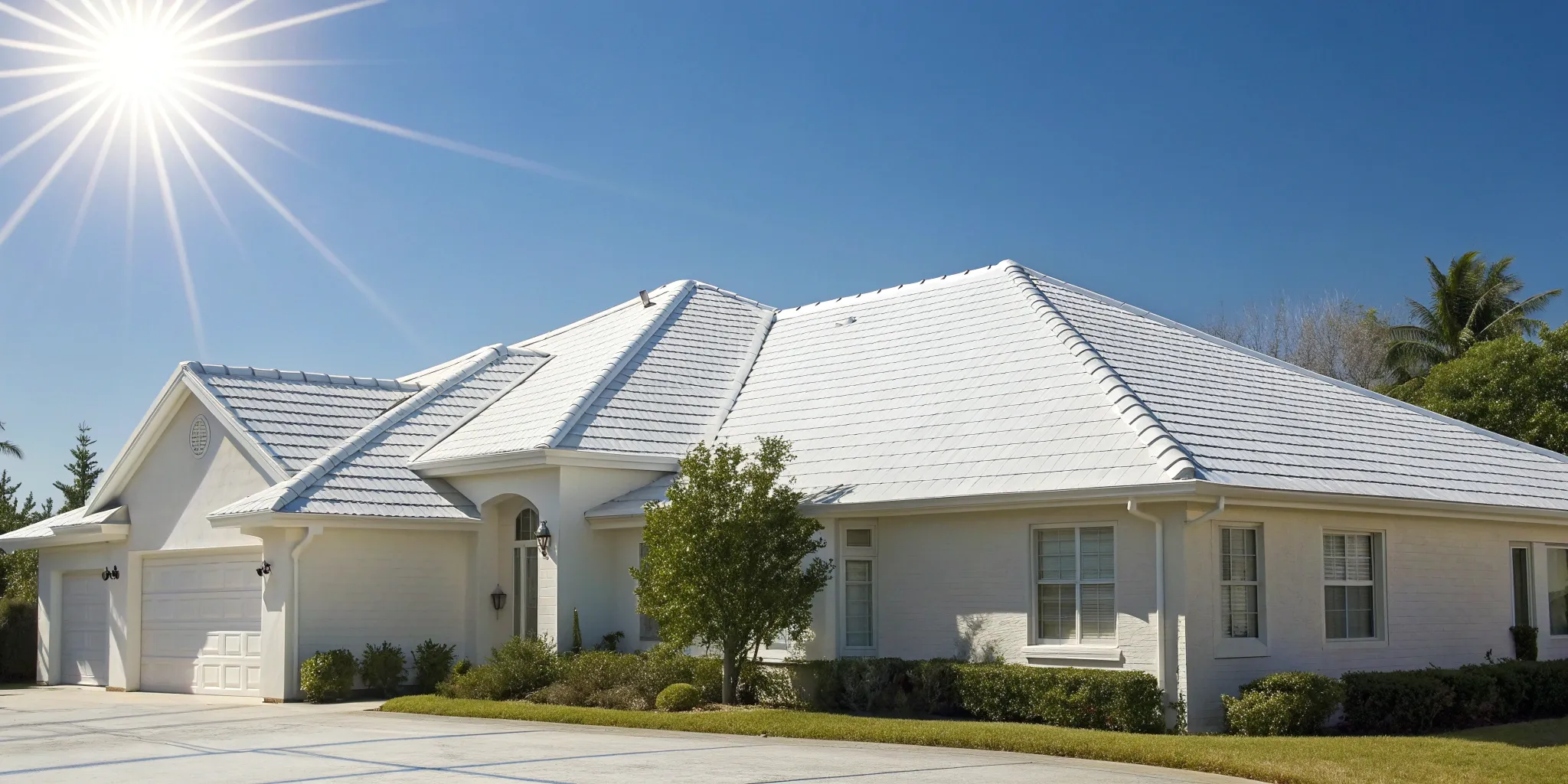 A modern home's new roof, a key part of how much a full roof replacement costs.