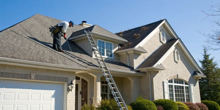 A professional roof inspection for a homeowners insurance policy.