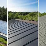 A large, flat roof featuring one of the main types of commercial roofing systems.