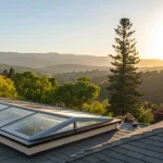 The benefits of professional skylight installation seen in a modern, leak-free roof skylight.