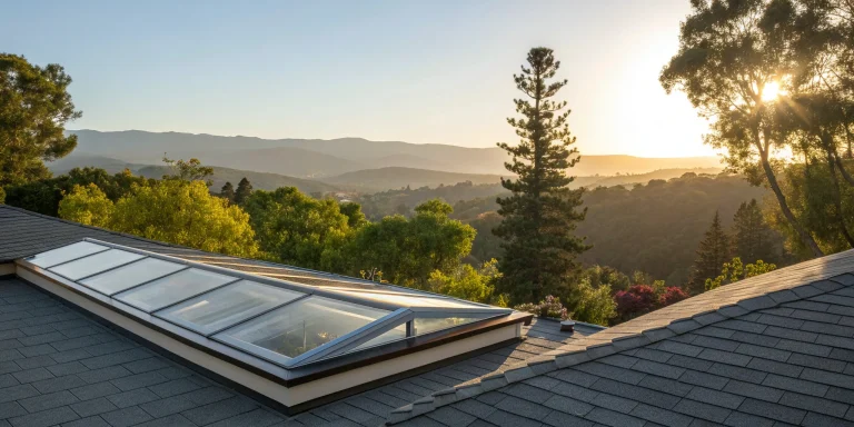 The benefits of professional skylight installation seen in a modern, leak-free roof skylight.