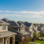 Roofer conducting a residential roof assessment.