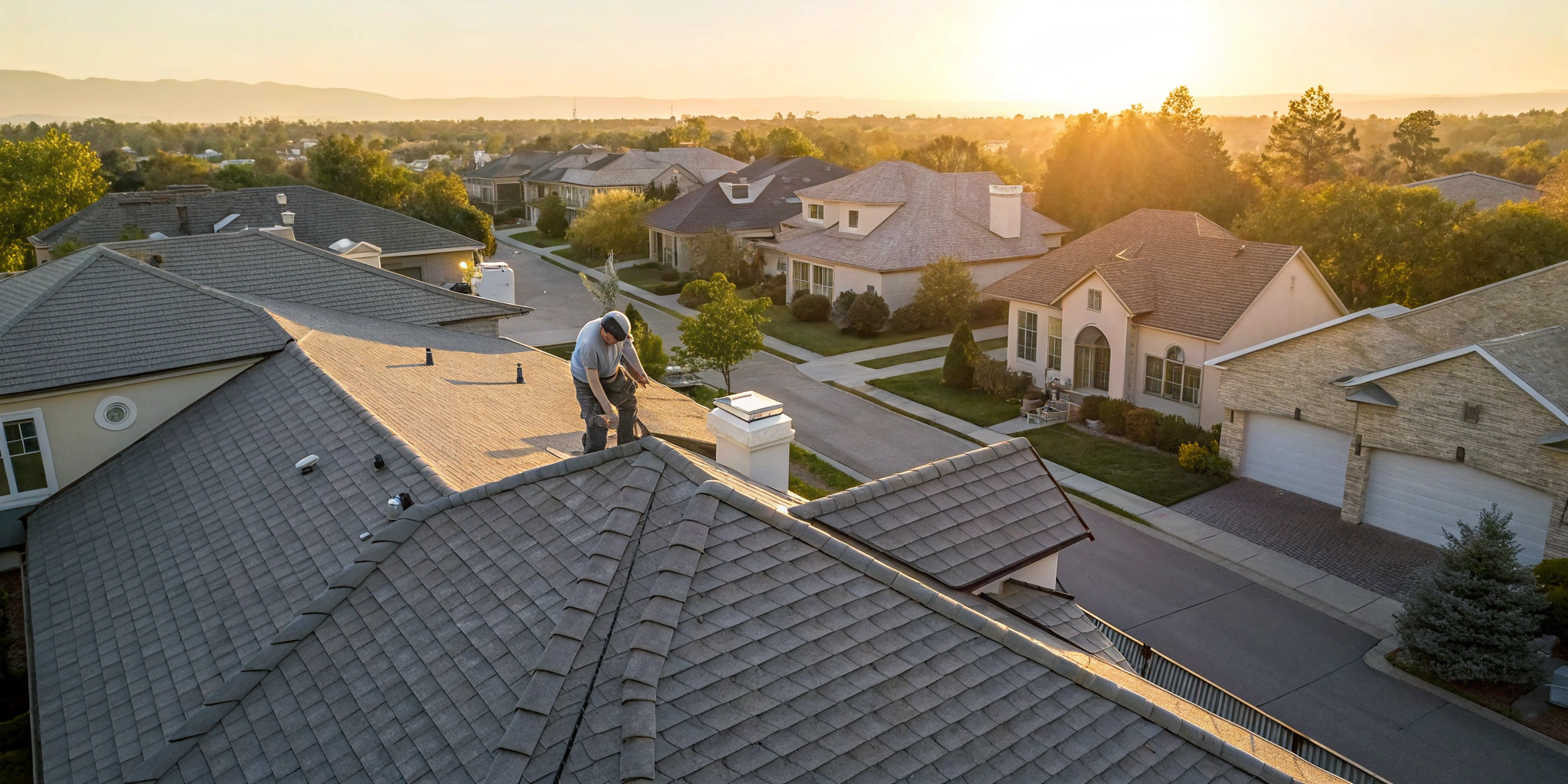 Roofer tearing off shingles, a key part of the average cost to replace a 1,200 sq ft roof.