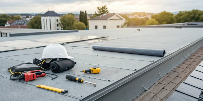 Materials and tools for a flat roof repair, which factor into the cost per square foot.