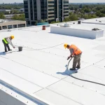 Professional flat roof repair for a commercial building.