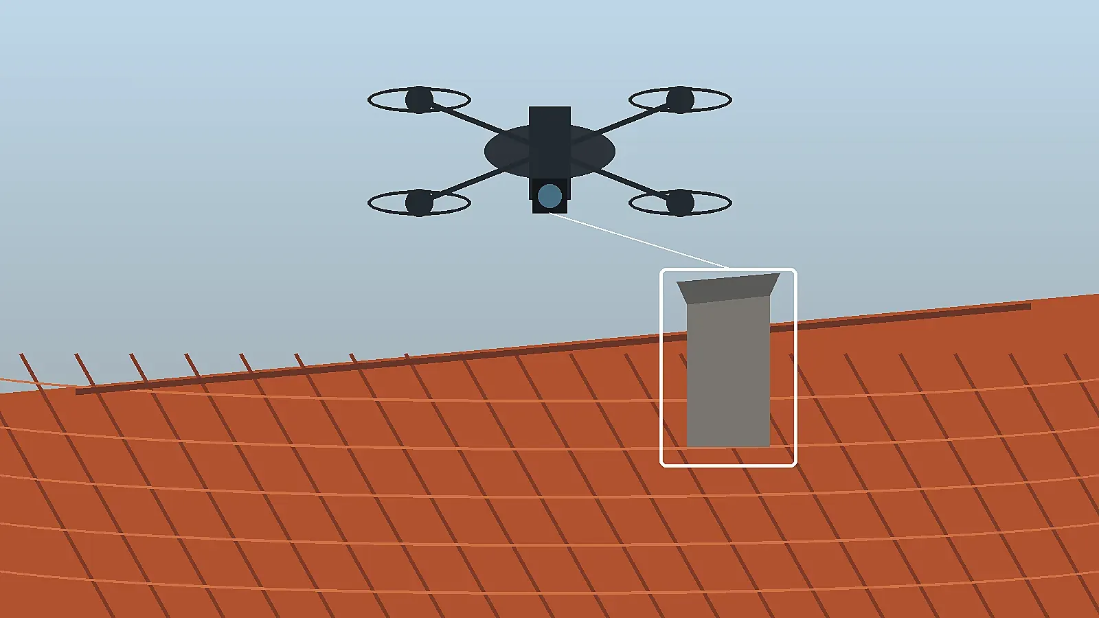 Drone roof inspection over a Southern California tile roof