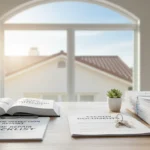 Escrow roof repairs California documents on a closing desk