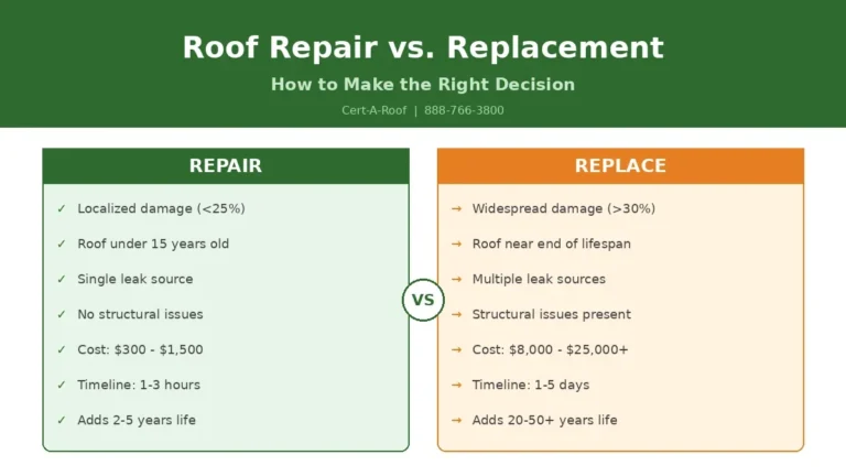 Roof repair vs replacement decision guide infographic