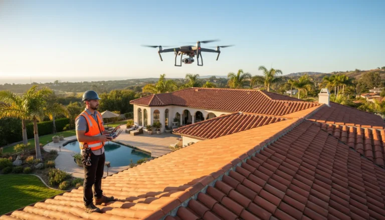 Certified inspector reviewing a clay tile roof in Southern California