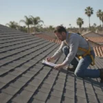 Certified roof inspector evaluating a Southern California home for FHA and VA roof certification