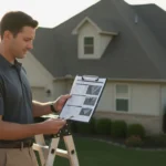 Professional reviewing a roof inspection report example