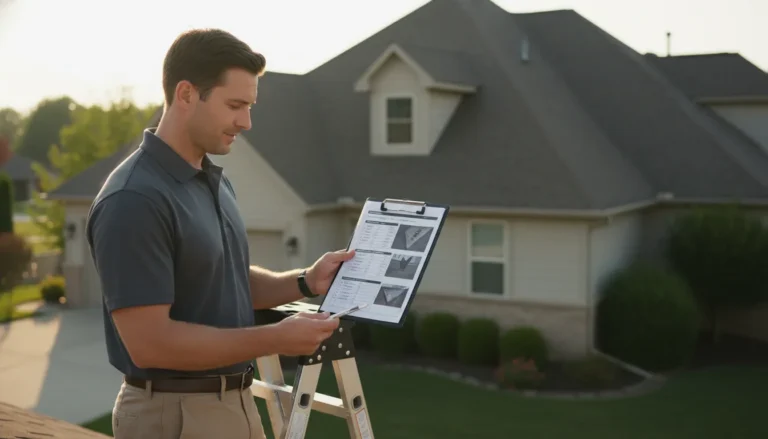 Professional reviewing a roof inspection report example
