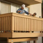 Inspector reviewing a California apartment balcony for the SB 721 reinspection timeline