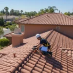 Inspector checking a California roof for certification issues