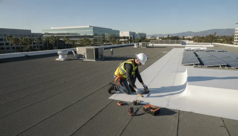 Commercial building roof inspection in Orange County California by NRCIA-certified inspector