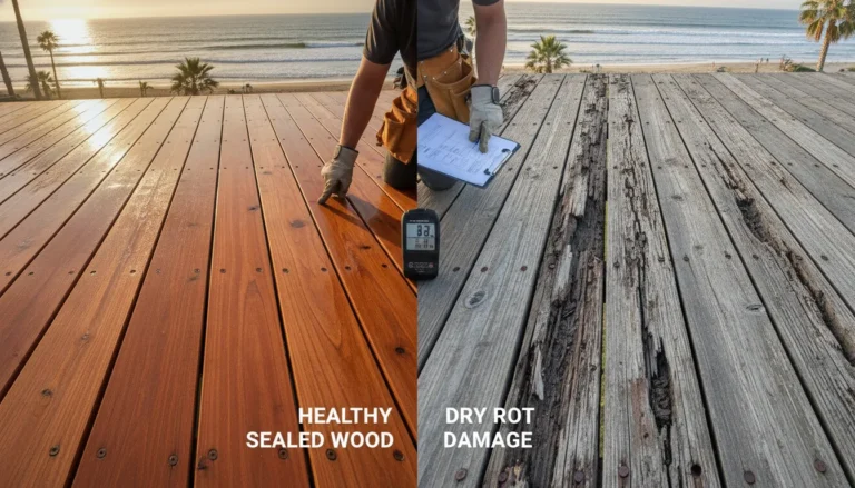 Southern California wood deck inspection for dry rot prevention